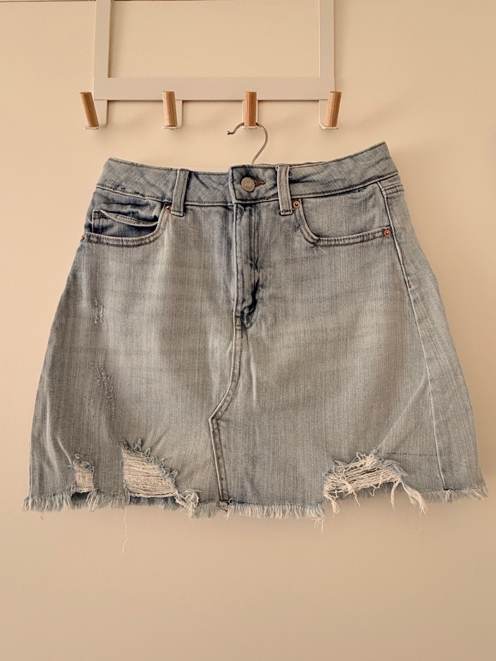 wild fable Light Blue Distressed Denim Mini Skirt